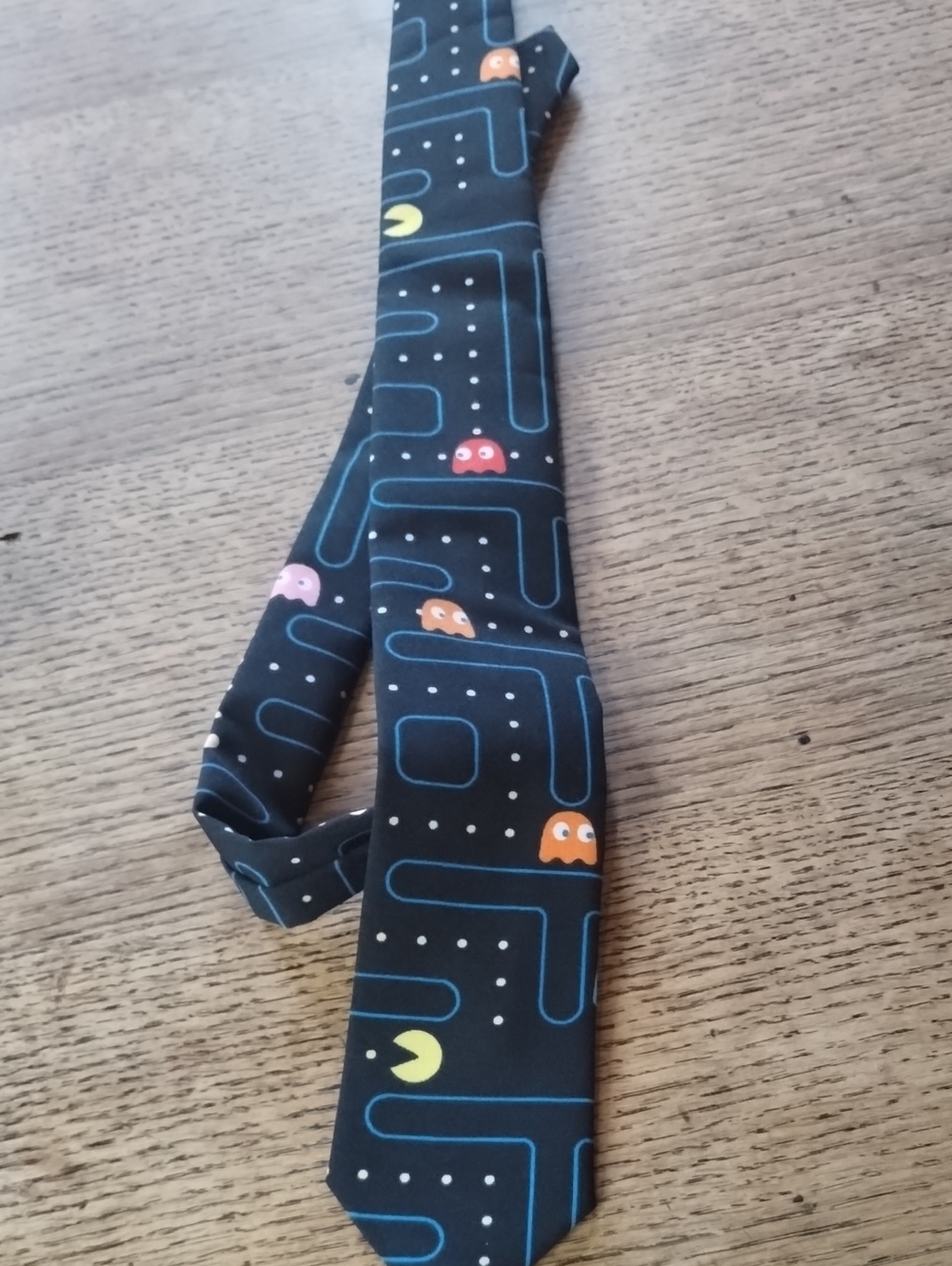 Mens Black Pac-Man Maze Tie - Fun Video Game Design